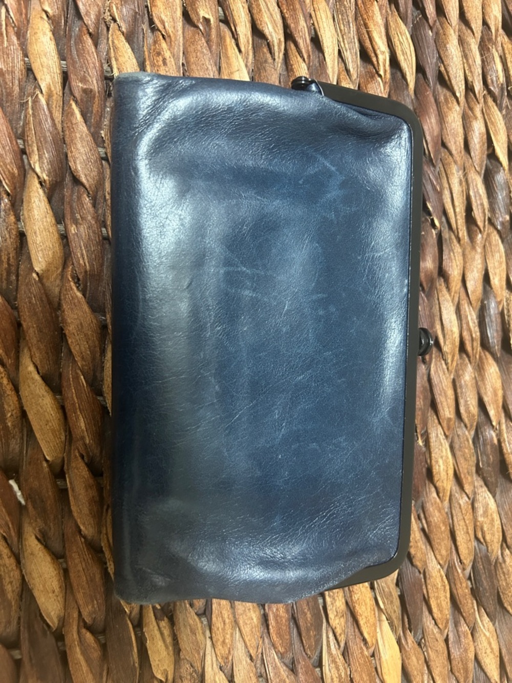 HOBO Navy Leather Clasp Wallet